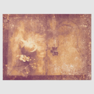 Vintage Brown Sepia Floral Old Antique Texture Tissue Paper