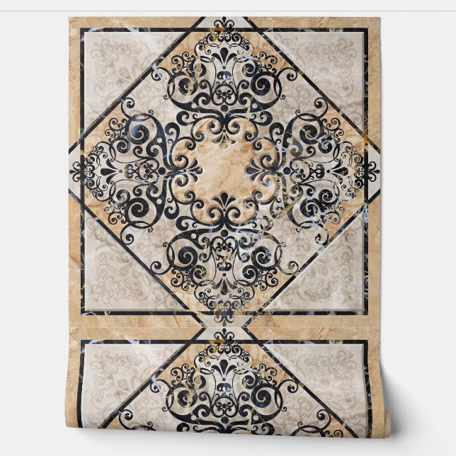 Vintage Brown Sepia Ornate Tile 4 Wallpaper (Unrolling)