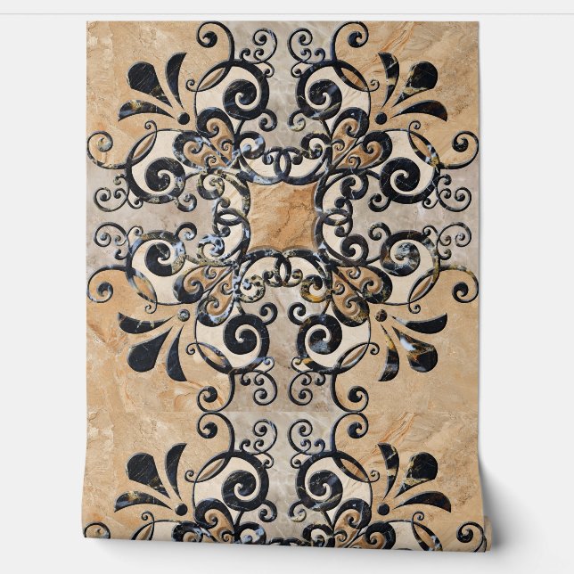 Vintage Brown Sepia Ornate Tile 7 Wallpaper (Unrolling)