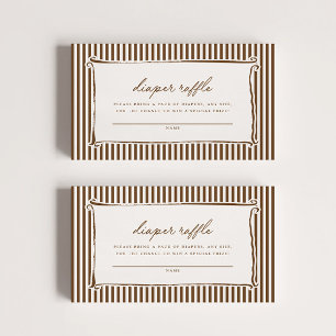 Vintage Brown Stripe Baby Shower Diaper Raffle Enclosure Card