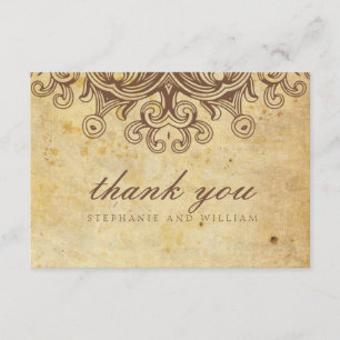 Vintage Brown Wedding Thank You Card