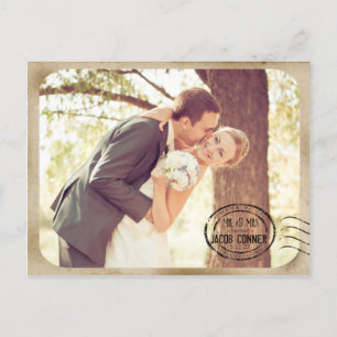 Vintage Brown Wedding Thank You Postcard