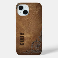 vintage brown Western Cowboy Leather Initials