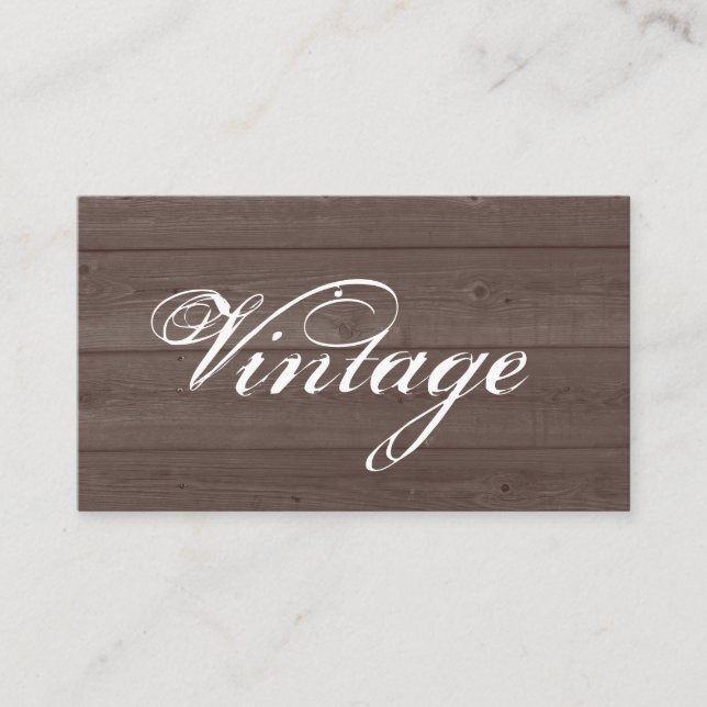 Vintage brown wood grain business card template (Front)