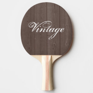 Vintage brown wood grain panel ping pong paddle