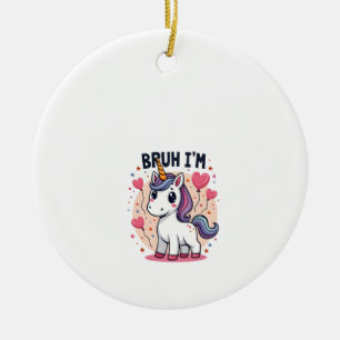 Vintage Bruh I'm 8 Unicorn Birthday Party Cute Ret Ceramic Ornament
