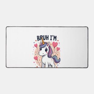 Vintage Bruh I'm 8 Unicorn Birthday Party Cute Ret Desk Mat