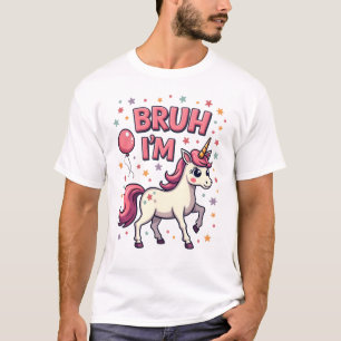 Vintage Bruh I'm 8 Unicorn Birthday Party Cute Ret T-Shirt