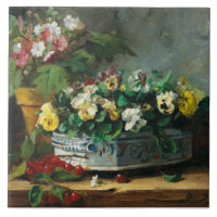 Vintage Brunel-Neuville Pansies and Primroses