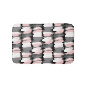Vintage brush strokes, grey-pink decor. bath mat