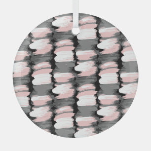 Vintage brush strokes, grey-pink decor. glass ornament