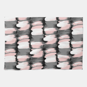 Vintage brush strokes, grey-pink decor. kitchen towel
