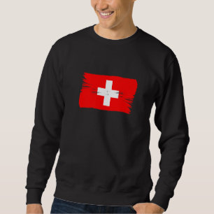 Vintage Brush Style Swiss Flag Switzerland Sweatshirt