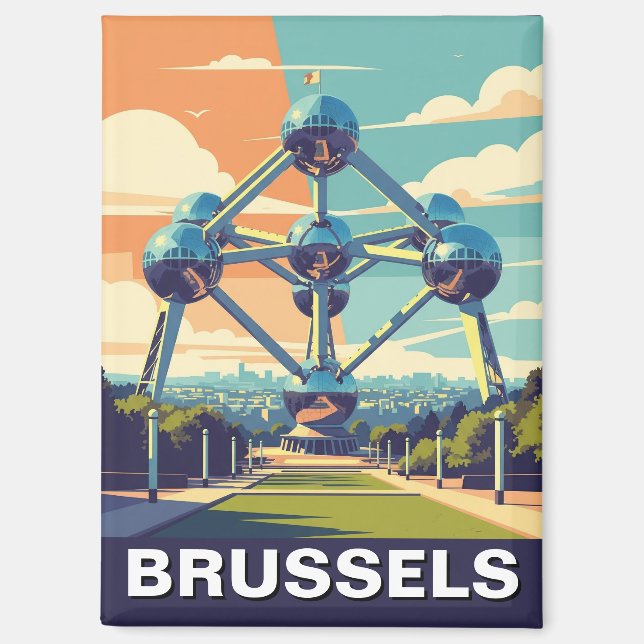 Vintage Brussels Belgium Atomium Travel Magnet (Front)