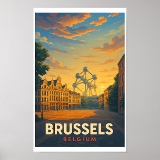 Vintage Brussels Belgium Travel Poster 