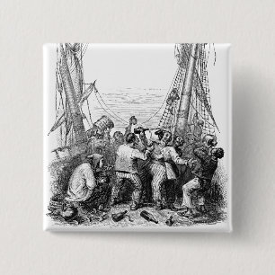 Vintage Buccaneers and a Shipwrecked Pirate Ship 2 Inch Square Button