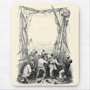 Vintage Buccaneers and a Shipwrecked Pirate Ship Mouse Pad