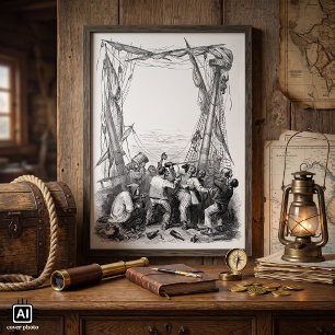 Vintage Buccaneers and a Shipwrecked Pirate Ship Poster