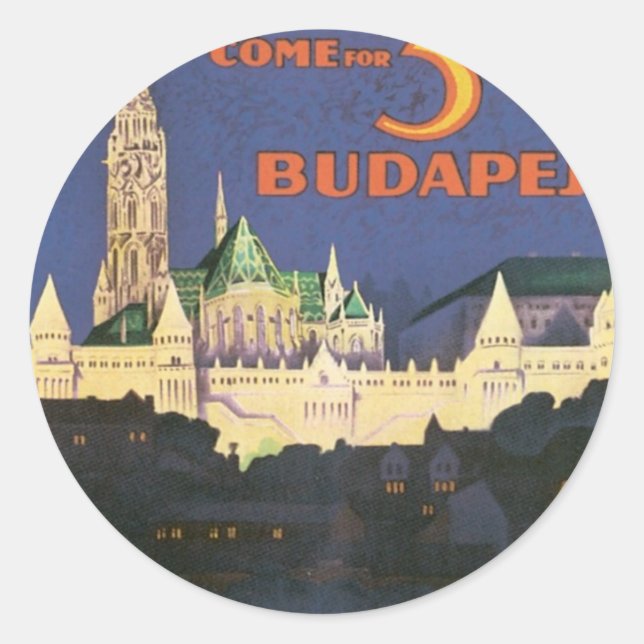 Vintage Budapest Hungary Classic Round Sticker (Front)