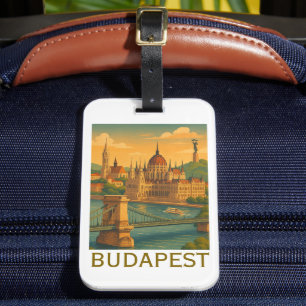 Vintage Budapest Hungary Travel Art Print Luggage Tag