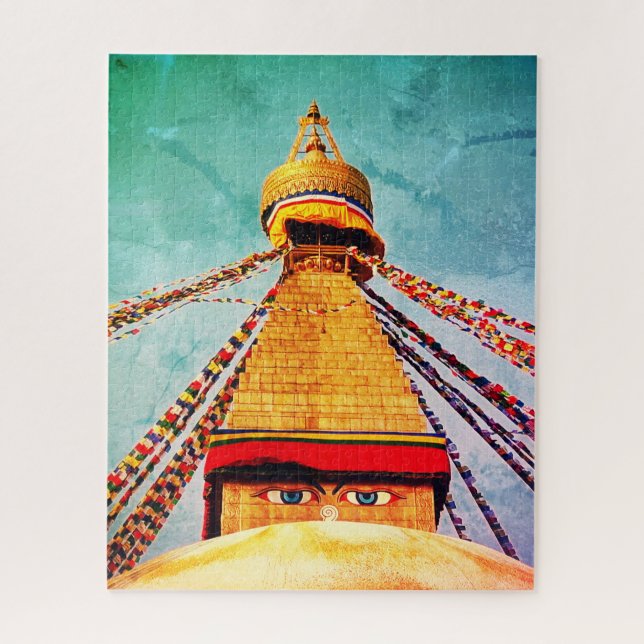 Vintage Buddha Eyes, Boudhanath Stupa, Nepal Jigsaw Puzzle (Vertical)