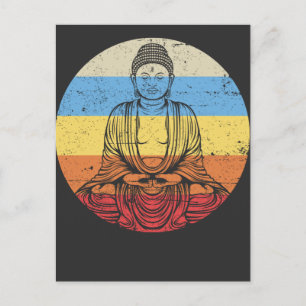 Vintage Buddha Meditation Relaxing Art Postcard