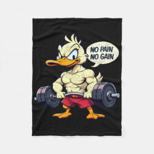 Vintage Buff Duck No Pain No Gain Gym Workout Cart Fleece Blanket