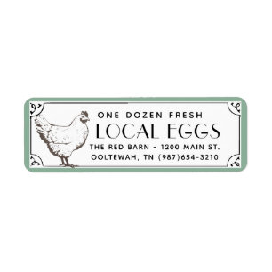 Vintage Buff Hen Egg Carton Return Address Label 