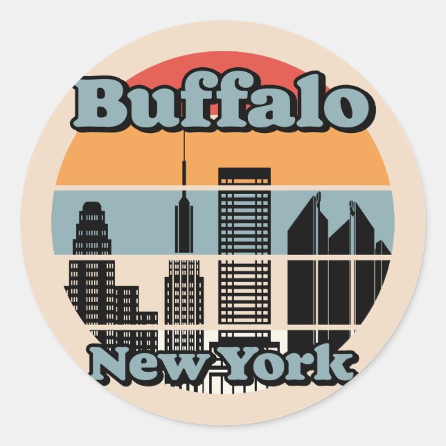 Vintage Buffalo New York Classic Round Sticker (Front)