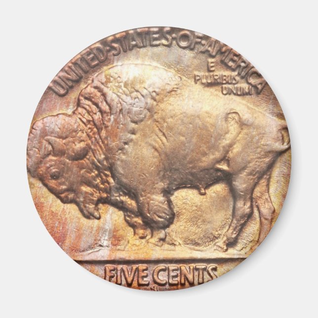 Vintage Buffalo Nickel pièce Collector Magnet cade (Devant)