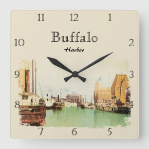 Vintage Buffalo NY Harbour Custom Square Wall Cloc Clock