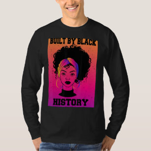 Vintage Built By Black History Afro Black Pride Mo T-Shirt