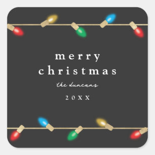 Vintage Bulb Christmas Lights Gift Tag