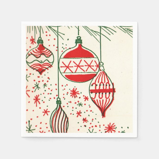 Vintage bulbs Christmas retro party napkins (Front)