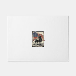 Vintage Bull American Flag Western Shirt Design_1 Doormat