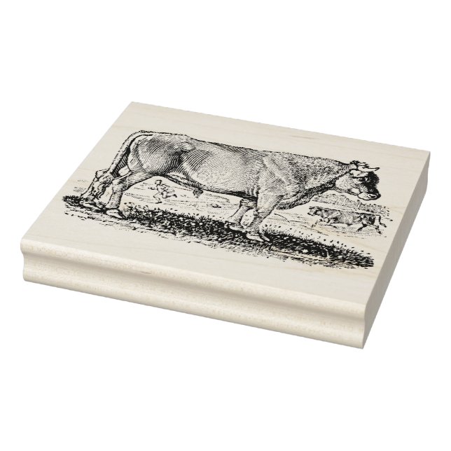 Vintage Bull on Farm Rubber Art Stamp (Stamp)
