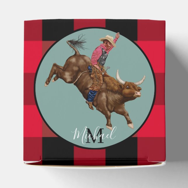 Vintage bull riding cowboy favor box (Top)