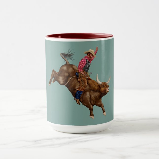 Vintage bull riding cowboy mug (Center)