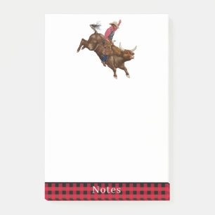 Vintage bull riding cowboy post-it notes