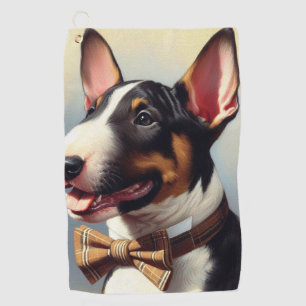 Vintage Bull Terrier Painting Portrait Golf Towel