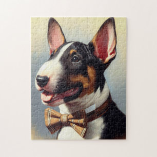 Vintage Bull Terrier Painting Portrait Jigsaw Puzzle