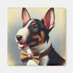 Vintage Bull Terrier Painting Portrait Magnet