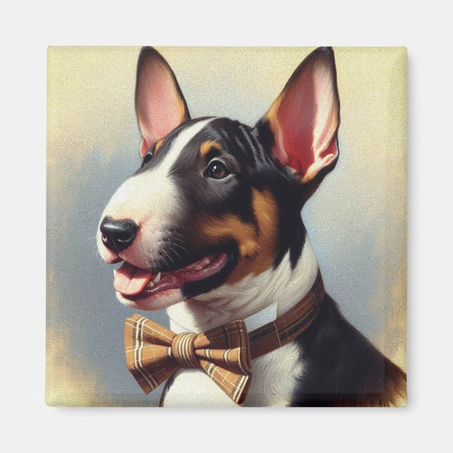 Vintage Bull Terrier Painting Portrait Magnet (Front)
