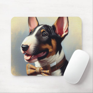 Vintage Bull Terrier Painting Portrait Mouse Pad