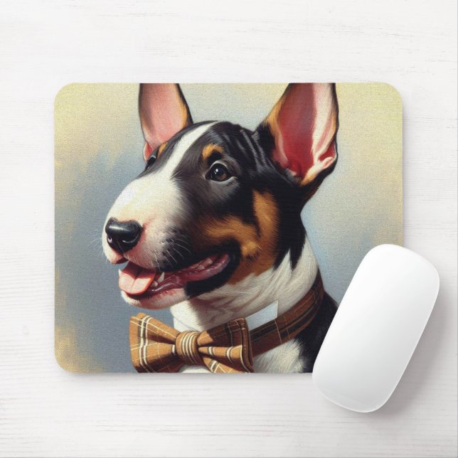 Vintage Bull Terrier Painting Portrait Mouse Pad (With Mouse)