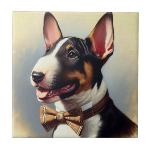 Vintage Bull Terrier Painting Portrait Tile