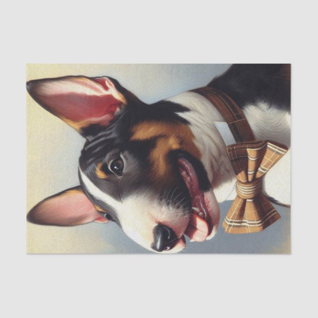 Vintage Bull Terrier Painting Portrait Tissue Paper (Front)