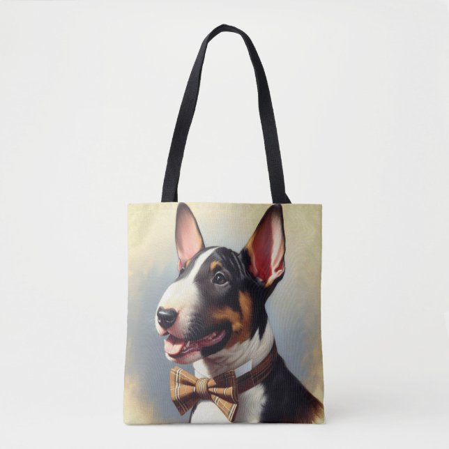 Vintage Bull Terrier Painting Portrait Tote Bag (Front)