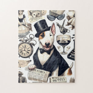 Vintage Bull Terrier Pattern Jigsaw Puzzle