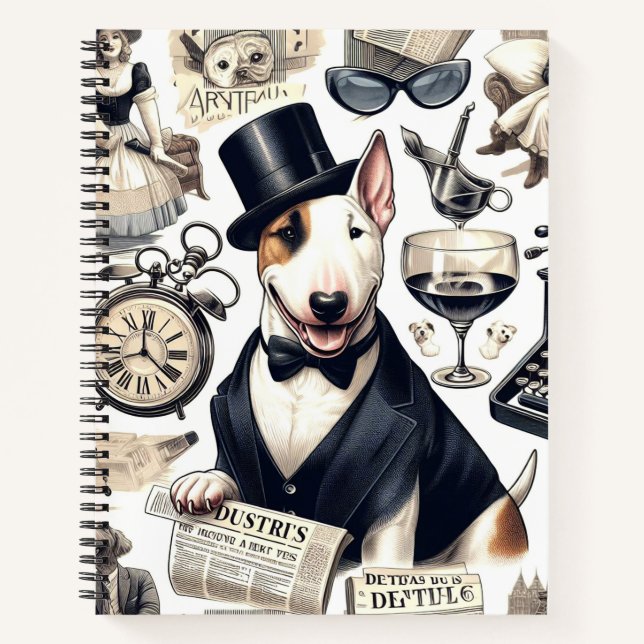 Vintage Bull Terrier Pattern Notebook (Front)